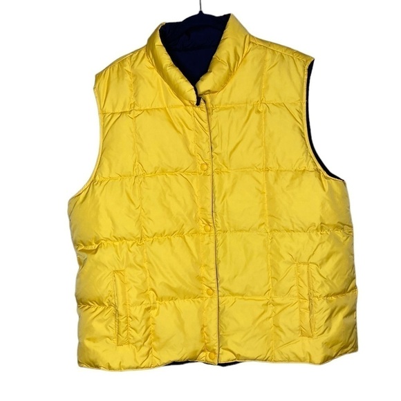 Land's End Reversible Puffer Vest Yellow Navy size X-Large (18-20) women’s - Picture 2 of 5